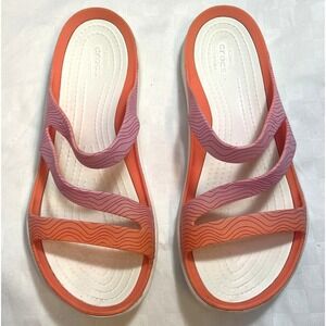 Crocs‎ Swiftwater Slides Sandals Pool Ombre Coral Womens 8